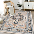 Persian style bohemian area rug with blue and orange floral patterns for living room decor - 40x60cm Skin-Friendly Velvet Surface / JQ-Bohemian-3