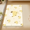 Cute bunny and banana pattern absorbent bath mat in warm cream yellow and brown tones - 40*60cm / Soft Fleece Banana Rabbit (Cartoon Mat-9)