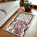 Modern bohemian rug with colorful floral waves and patterns on light wood flooring - 40*60cm / Bohemian Style 4