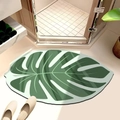 Leaf-shaped diatom mud bath mat with green monstera pattern for bathroom decor - 40*60cm (Diatom Mud Rubber Base) / Leaf 3