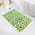 Detailed view of green and white daisy bath mat with soft absorbent flocking texture - Small Faux Cashmere / Green White Daisy Style (JQ-小花-3)