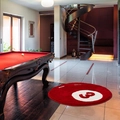 Modern billiard ball number 3 round rug placed in a luxury game room interior - 40x40cm-Faux Cashmere / Red Number 3 Ball