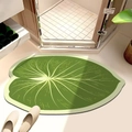 Leaf-shaped non-slip diatom mud bathroom mat with green botanical pattern design - 40*60cm (Diatom Mud Rubber Base) / Leaf 4