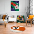 Modern round faux cashmere rug featuring a billiard number 13 design in a cozy living room - 40x40cm-Faux Cashmere / Orange Number 13 Ball