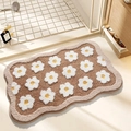 Detailansicht der weichen Badematte mit Blumenmuster und saugfähiger Beflockungstextur - 50*80cm (Hautfreundlicher Samt) / JQ-Blume-7