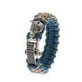Retro hand-woven adjustable rhinoceros head bracelet in peacock blue and beige - Adjustable Open / Teal