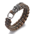 Πλεχτό βραχιόλι paracord με μεταλλική αγκράφα ινδιάνου αρχηγού σε ασημί χρώμα - Στυλ Ινδιάνου Αρχηγού (ABL208-5)
