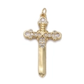 Elegant gold cross sword pendant with sparkling zircon inlays for religious necklaces - Gold Sword Style (CX130-3)