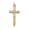 Exquisite gold-plated cross sword pendant with clear zircon and micro-pave detailing - Tiered White Stone Style (CX130-4)