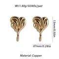 Detailed view of heart-shaped gold earrings with dimensions 13mm by 7mm in copper - Fluid 3D Heart / 18K Gold