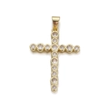 Ciondolo a croce placcato oro con cristalli di zircone trasparenti per collane - Ciondolo a Croce in Oro con Pavé di Zirconia (YSN016-08)