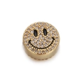 Golden smiley face bead with sparkling cubic zirconia pavé for DIY jewelry making - Full Diamond Smiley Face