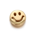 Polished golden stainless steel smiley face round spacer bead for DIY jewelry making - Hollow Smile
