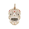 Hip hop style gold skull pendant with white enamel and sparkling zircon inlay - White Enamel Sugar Skull Style (YSN022-04)