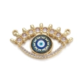 Böser Blick Anhänger mit blauen Zirkonia Steinen und Doppelringen für Schmuck - Nur Verbindungsstück-Mini-Ring Design (YSN031-10)