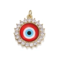 Elegant gold-plated Evil Eye pendant with colorful enamel and sparkling zircon accents - 18K Gold / Round Zirconia Sunflower Style (YSN032-01)
