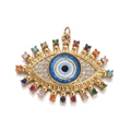 Macro detail of Evil Eye pendant with colorful zircon stones and gold plating - Pendant Only-Radial Evil Eye (YSN031-04)