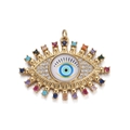 Detailansicht eines bunten Evil-Eye-Anhängers mit Zirkonia-Inlays und Goldbeschichtung - Nur Anhänger-Konzentrisches Auge (YSN031-05)