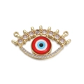 Detailansicht des Evil Eye Verbinders mit rotem Emaille und Zirkonia auf Goldbeschichtung - Nur Verbindungsstück-Rote Basis Böser Blick (YSN031-06)