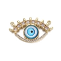 Makroaufnahme der goldenen Evil Eye Anhänger mit rosa Zirkon und blauem Emaille - Nur Verbindungsstück-Rosa Klarer Strass Böser Blick (YSN031-07)