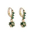 Luxurious 18K gold-plated hoop earrings featuring green zircon meteorite ball pendants - 18K Gold / Green (YSE017-03)