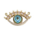 Detailansicht des Evil Eye Anhängers in Gold mit blauer Emaillierung und Zirkonia Steinen - Nur Verbindungsstück-Blassrosa Auge (YSN031-09)
