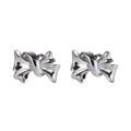 Poliierte silberne Schleifenohrringe für Damen mit spiegelndem Metalldesign - Polierter Silberner Stil (YSE009-02) / 18K-Gold