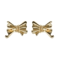 Elegante vergoldete Schleifen-Ohrstecker für Damen mit detaillierter Perlenstruktur - Goldener Perlenakzent-Stil (YSE009-03) / 18K-Gold