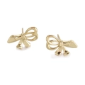 Minimalistische vergoldete Schleifen-Ohrstecker mit Hochglanz-Finish für Damen - Goldener 3D-Faltenstil (YSE009-05) / 18K-Gold