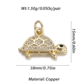 Detailed view of a gold turtle pendant with zircon inlay and copper material specs - Medium Oval Style (DBN146-05)
