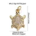 Detailed view of turtle pendant with cubic zirconia inlay and 25mm x 15mm copper base - Unique Texture Style (DBN146-09)