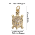 Detailed dimensions of a gold-plated turtle pendant with cubic zirconia stones - Mini White Diamond Style (DBN146-10)