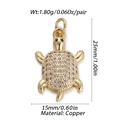 Detailed view of turtle pendant with white zircons and dimensions 25mm by 15mm - Top View Structure Style (DBN146-12)