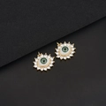 Macro shot of evil eye charms with green crystals and sparkling white zircons - D722 Green