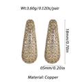 Detail view of water drop zircon hoop earrings in gold plated copper finish - Gold Heavy Drop Hoop (YSE028-03)