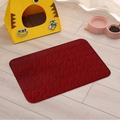 Red coral fleece pet mat with round quilted pattern on light wooden floor for dogs and cats - 40x60 / Burgundy