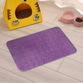 Detail of purple coral fleece pet mat with textured pattern on a wooden floor - 40x60 / Purple