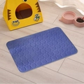 Blue quilted coral fleece pet mat for dogs and cats on a light wood floor background - 40x60 / Dark Blue