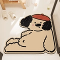 Tappetino bagno in terra di diatomee a forma di cane con fondo antiscivolo e assorbente - Cucciolo Dal Pelo Riccio / Base In Gomma Di Terra Diatomacea 40*40 Cm