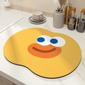 Cartoon smiley face yellow absorbent kitchen drying mat on white marble countertop - 30*40cm / Big Eye Smiley Style