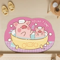 Absorbent diatom mud bathroom mat with cute cartoon pigs and Relax Time typography - Dy Little Pig - 16 / 40*60cm (Skin-friendly Velvet)