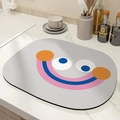Absorbent kitchen draining mat with minimalist cartoon face on marble countertop - 30*40cm / Grey Abstract Smiley Style