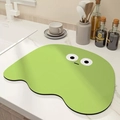 Cartoon green absorbent kitchen draining mat with cute face on marble countertop - 30*40cm / Green Funny Face Style