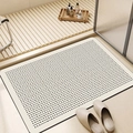 Minimalistische beige Badematte mit geometrischen Streifen in modernem Badezimmer - Standardgröße - Neuer Diatomeenschlamm (40x60cm) / Gepunktetes Punktlinien-Design Stil Zwei