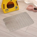 Close-up of gray quilted coral fleece pet mat on wooden floor with pet accessories - 40x60 / Beige