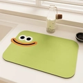 Detail of green kitchen drying mat featuring a minimalist cartoon smiley face design - Vv-color-8 / 50*80cm [Diatom Mud]