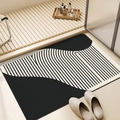 Minimalistische schwarz-weiß gestreifte Badematte mit modernem kurvigen Geometriemuster - Standardgröße - 40x60cm (Neuer Diatomeenschlamm) / Abstrakte Künstlerische Linien Stil Vier