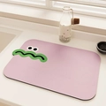 Close-up of pink cartoon absorbent kitchen draining mat on a clean countertop - Vv-color-10 / 50*80cm [Diatom Mud]