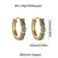 Gold plated copper hoop earrings featuring vibrant green round cubic zirconia stones - Wavy Circular Huggie (YSE027-1) / Gold Green Zirconia
