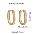 Minimalist 18K gold plated oval hoop earrings featuring double rows of clear cubic zirconia - Pave Oval Huggie (YSE027-3) / Gold White Zirconia
